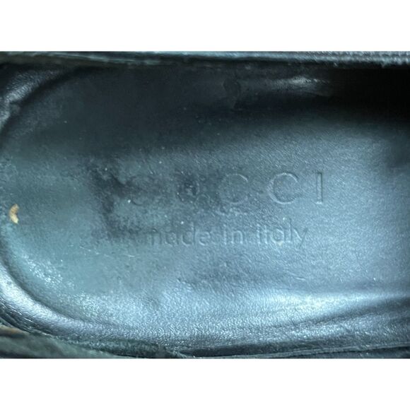 GUCCI Black Leather Slip On Slide Loafers Shoes  Mens Size 9